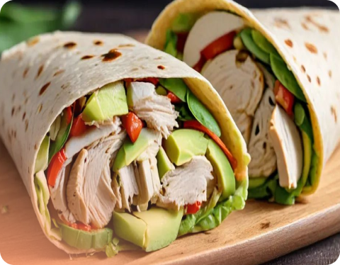 Chicken and avocado salad wrap