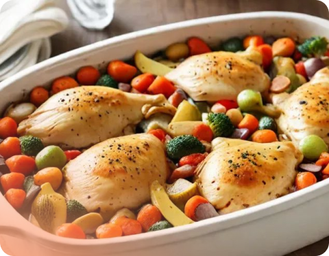One-pan chicken and vegetable bake