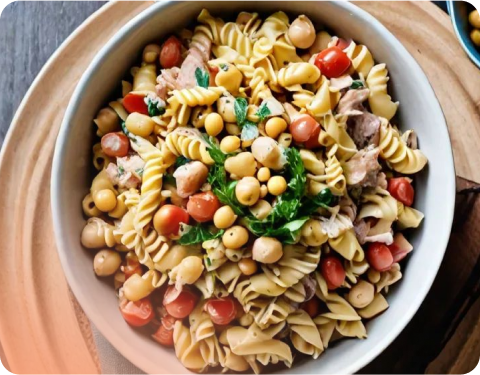 Tuna and chickpea pasta salad